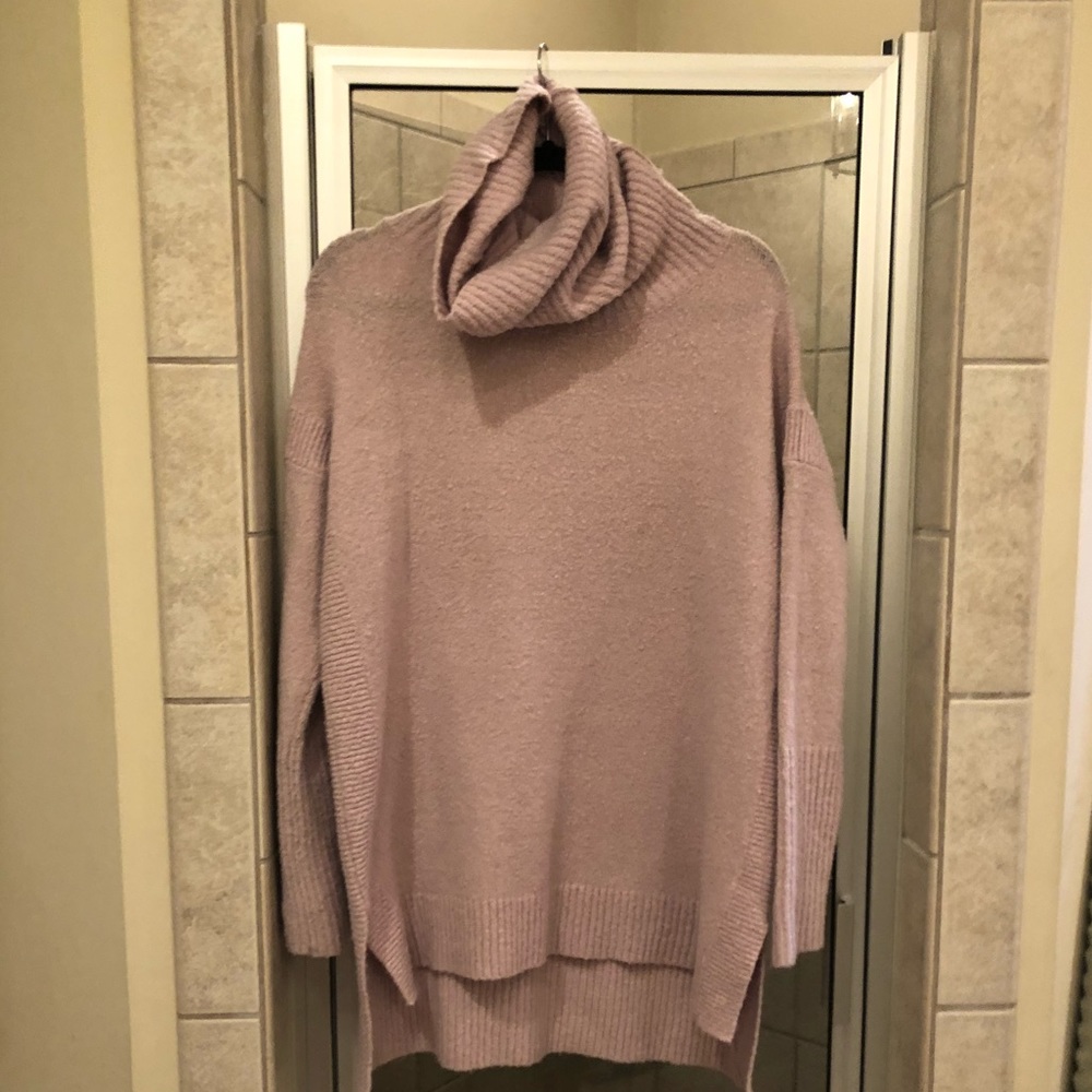Pink French Connection chunky turtleneck sweater